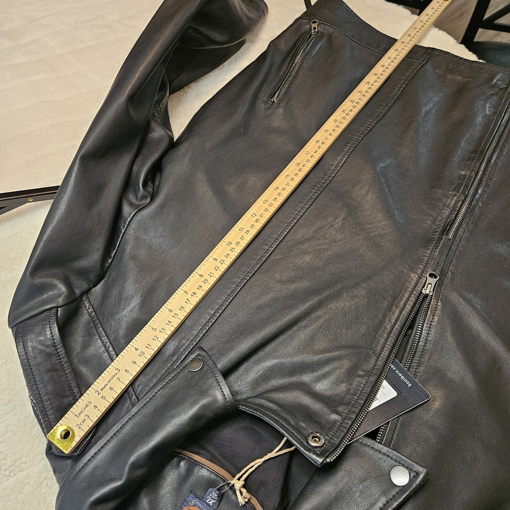 Moonshine Spirit Boot Barn Men's Black Leather Military Moto Jacket XL - Picture 11 of 14